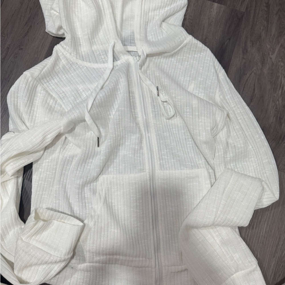 NWOT White Hooded Zip-Up Jacket